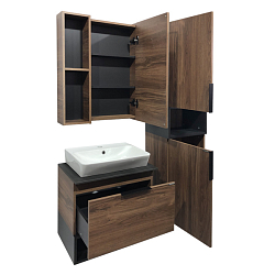 Фото Тумба с раковиной Comforty Штутгарт 60 дуб тёмно-коричневый, с раковиной Comforty 9055RA-50
