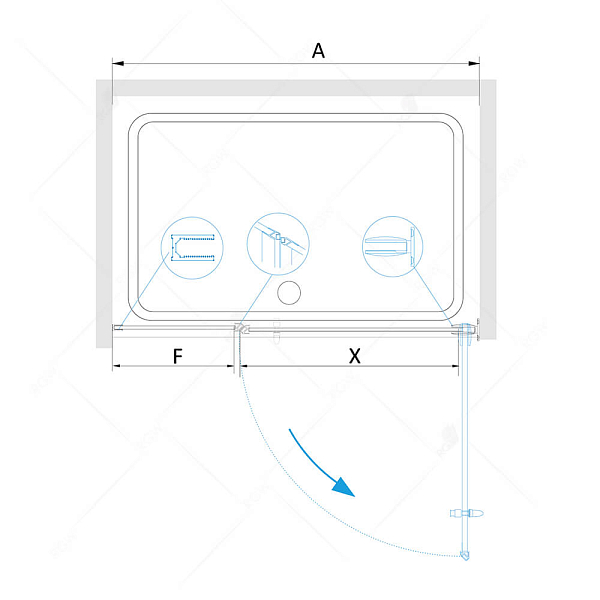 Душевая дверь RGW Hotel HO-012 90 см стекло матовое, профиль  хром , изображение 2