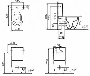 Фото Унитаз-компакт Vitra Sento 9830B003-7204 безободковый