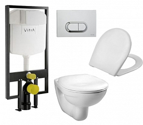 Фото Комплект Vitra Normus 9773B003-7202 (унитаз с инсталляцией, сиденье, клавиша хром)