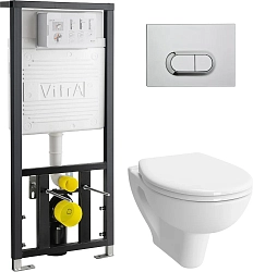 Фото Комплект Vitra S20 9004B003-7202 (унитаз с инсталляцией, сиденье с микролифтом, клавиша хром)