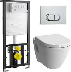 Фото Комплект Vitra S50 9003B003-7201 (унитаз с инсталляцией, сиденье с микролифтом, клавиша хром)