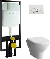 Фото Комплект Vitra Zentrum 9012B003-7206 (унитаз с инсталляцией, сиденье с микролифтом, клавиша хром)