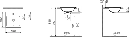 Раковина Vitra S20 5463B003-0001 45 см , изображение 3