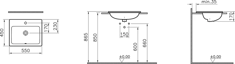 Раковина Vitra S20 5465B003-0001 55 см , изображение 3
