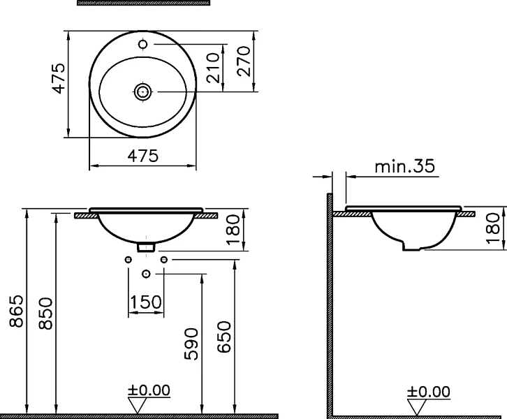 Раковина Vitra S20 5467B003-0001 50 см , изображение 3