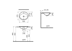 Изображение Раковина Vitra S20 5468B003-0001 50 см Раковина Vitra S20 5468B003-0001 50 см , изображение 3