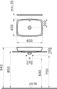 Раковина Vitra Metropole 5668B003-0012 60 см , изображение 4