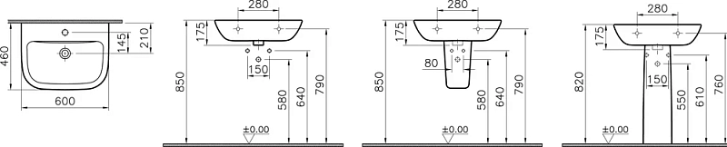 Раковина Vitra S20 5503B003-0001 60 см , изображение 7