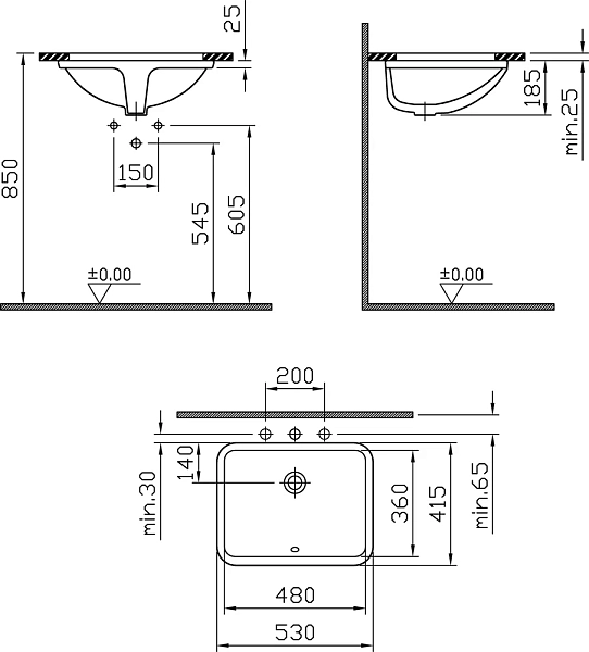 Раковина Vitra S50 5339B003-0012 50 см , изображение 2