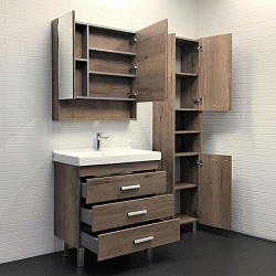 Фото Тумба с раковиной Comforty Никосия 80Н дуб темный, с раковиной Fest 80 F01