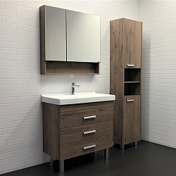 Фото Зеркало-шкаф Comforty Никосия 80 дуб темный