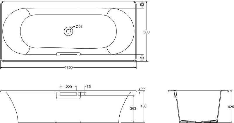 Чугунная ванна Jacob Delafon Volute 180х80 , изображение 4