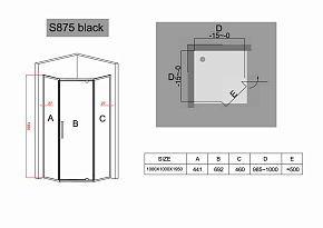 Фото Душевой уголок Black&White Stellar Wind S875 100х100 см