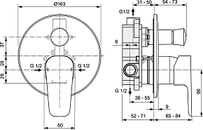 Фото Смеситель Ideal Standard Ceraplan III A6383AA с внутренней частью, для душа