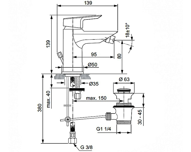 Смеситель Ideal Standart Tesi A6559AA для раковины , изображение 2