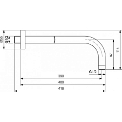 Фото Кронштейн для верхнего душа Ideal Standard IdealRain B9445XG, черный матовый