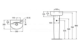 Рукомойник Ideal Standard Connect Arc E791501 35 см , изображение 3