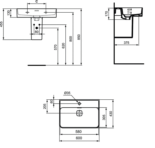 Раковина Ideal Standard Strada II T300001 60 см , изображение 2