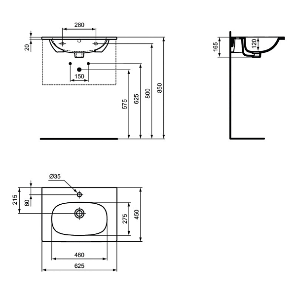 Раковина Ideal Standard Tesi T351001 60 см , изображение 4