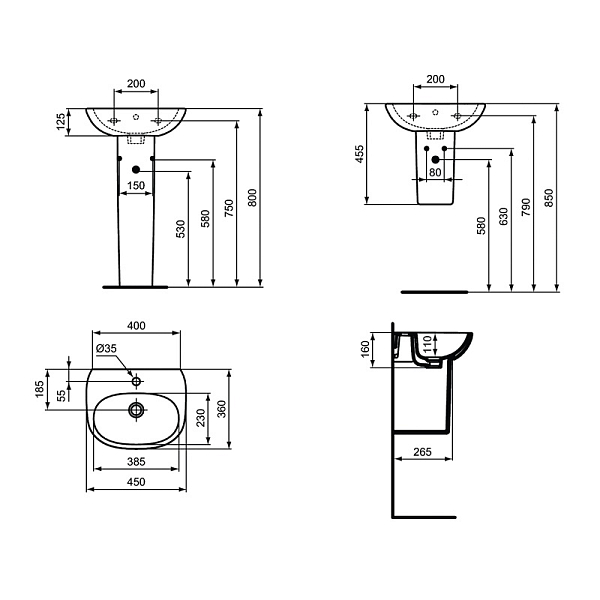 Раковина Ideal Standard Tesi 45 T352401 , изображение 3