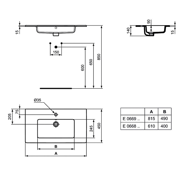 Раковина Ideal Standard Tempo Vanity E066901  60 см , изображение 5