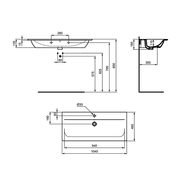 Раковина Ideal Standard Connect Air E027401 100 см , изображение 5