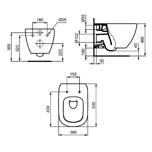Унитаз подвесной Ideal Standard Tesi T0079V1 , изображение 5
