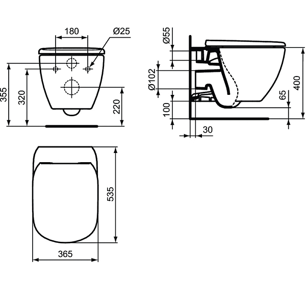 Унитаз подвесной Ideal Standard Tesi T355101 , изображение 3