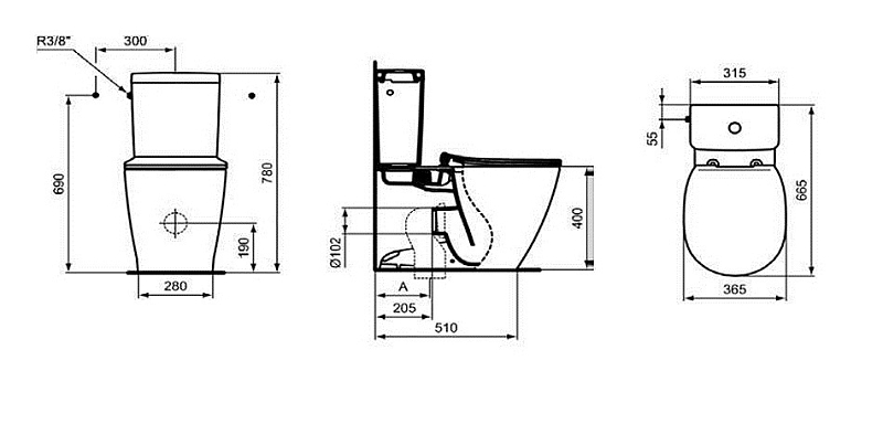 Унитаз-компакт Ideal Standard Connect AquaBlade E039701 без бачка и сиденья , изображение 2