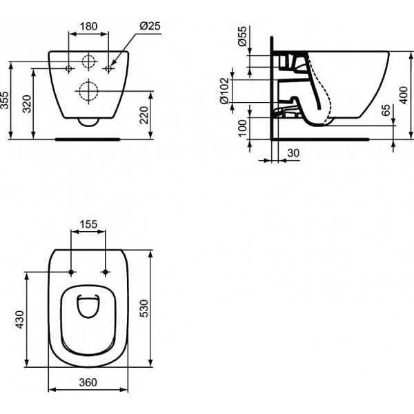 Унитаз подвесной Ideal Standard Tesi T0079V3 , изображение 4