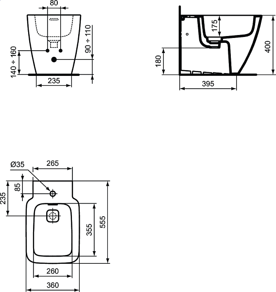 Биде напольное Ideal Standard Strada II T296901 , изображение 3