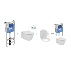 Фото Комплект Ideal Standard Connect AquaBlade E211601 (подвесной унитаз + инсталляция + сиденье)