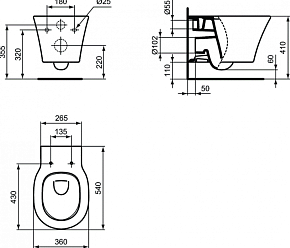 Фото Комплект Ideal Standard Connect Air AquaBlade P212101 (подвесной унитаз + инсталляция + кнопка + сиденье)