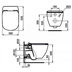 Фото Комплект Ideal Standard Tesi P386801 (подвесной унитаз + инсталляция + кнопка + сиденье)