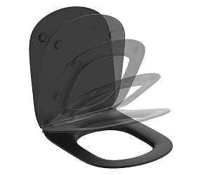 Фото Комплект Ideal Standard Tesi T3868V3 (подвесной унитаз + инсталляция + сиденье), черный матовый