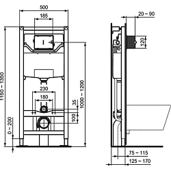 Фото Комплект Ideal Standard Tesi T3868V3 (подвесной унитаз + инсталляция + сиденье), черный матовый