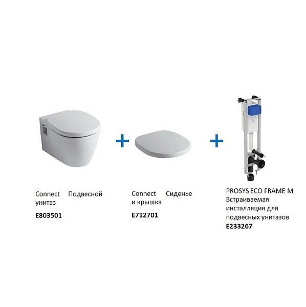 Комплект Ideal Standard Connect W220101 (подвесной унитаз + инсталляция + сиденье) , изображение 2