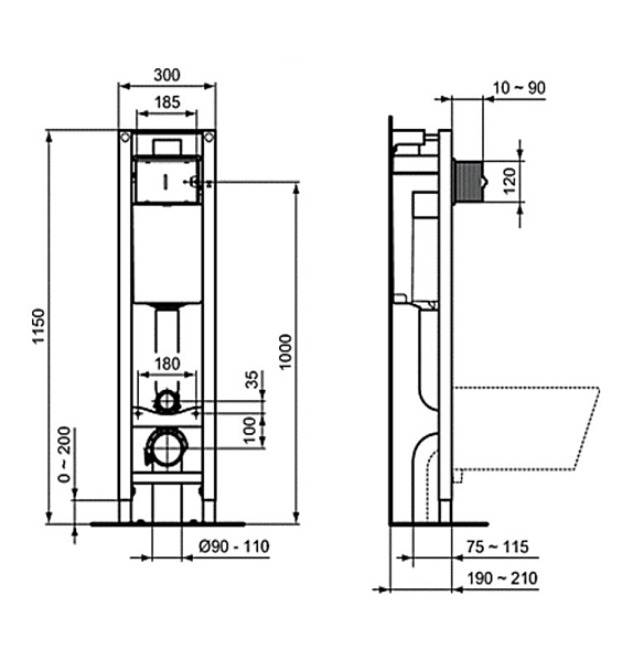 Комплект Ideal Standard Connect W220101 (подвесной унитаз + инсталляция + сиденье) , изображение 6