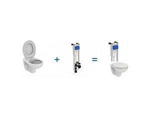 Фото Комплект Ideal Standard Eurovit W660101 (подвесной унитаз + инсталляция + сиденье)