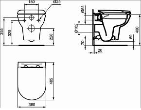 Фото Комплект Ideal Standard Exacto X022601 (подвесной унитаз + инсталляция + сиденье)