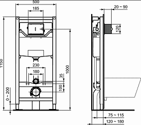 Фото Комплект Ideal Standard Exacto X042601 (подвесной унитаз + инсталляция + сиденье)