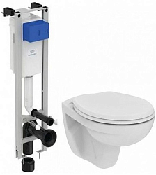 Фото Комплект Ideal Standard Eurovit W660101 (подвесной унитаз + инсталляция + сиденье)
