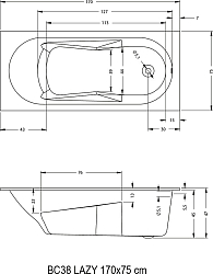 Фото Акриловая ванна Riho Bathtubs Lazy 170х75
