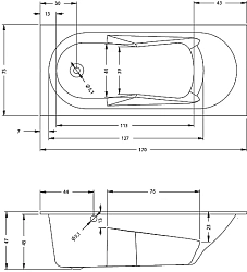 Фото Акриловая ванна Riho Bathtubs Lazy 170х75 L