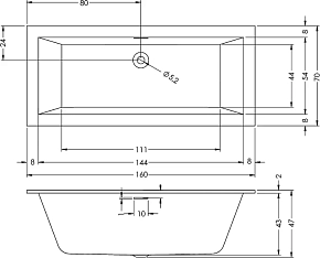 Фото Акриловая ванна Riho Rething Cubic 160х70