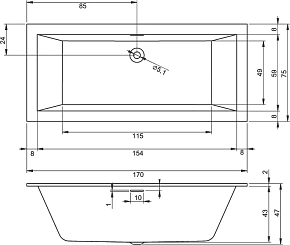 Фото Акриловая ванна Riho Rething Cubic 170х75