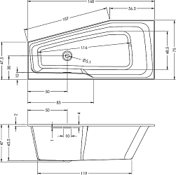 Фото Акриловая ванна Riho Rething Space 160x75 R