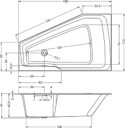 Фото Акриловая ванна Riho Rething Space 180х110 R
