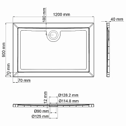 Фото Поддон для душа Wasserkraft Salm 27T07 120х90 см